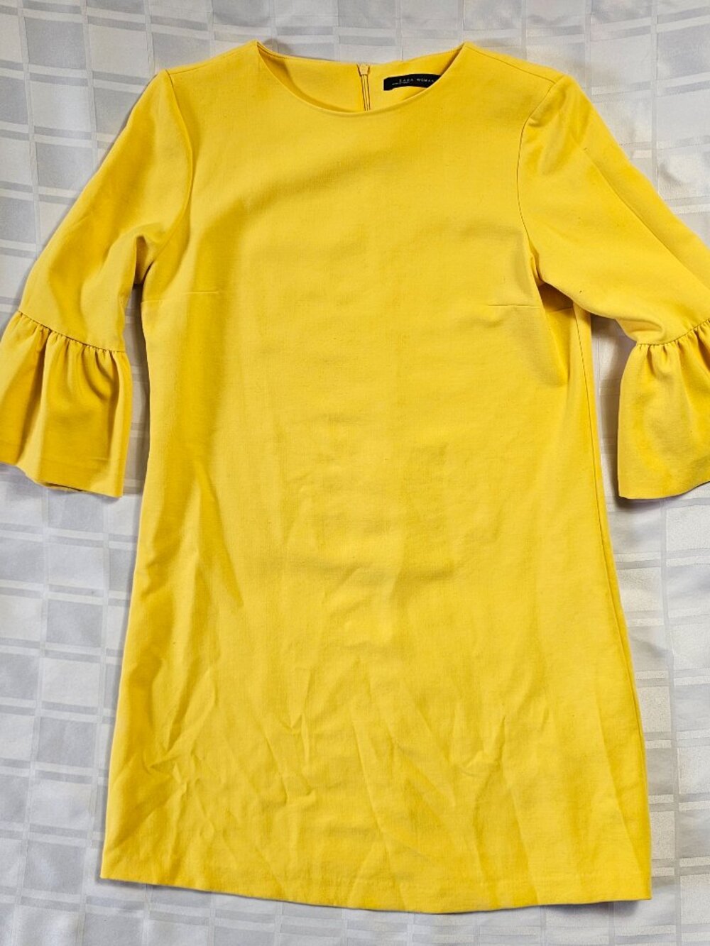 ZARA WOMAN YELLOW SHIRT / DRESS SIZE SMALL CUTE FASHION WEAR WOMEN'S ZIP BACK